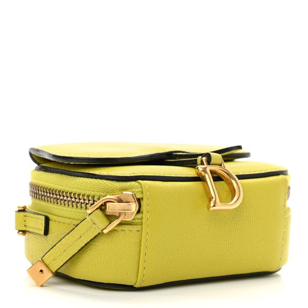 CHRISTIAN DIOR Goatskin Mini Saddle Shoulder Strap Pouch Lime - Image 3