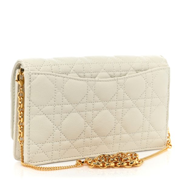 CHRISTIAN DIOR Supple Calfskin Caro Pouch with Chain Latte - Image 2