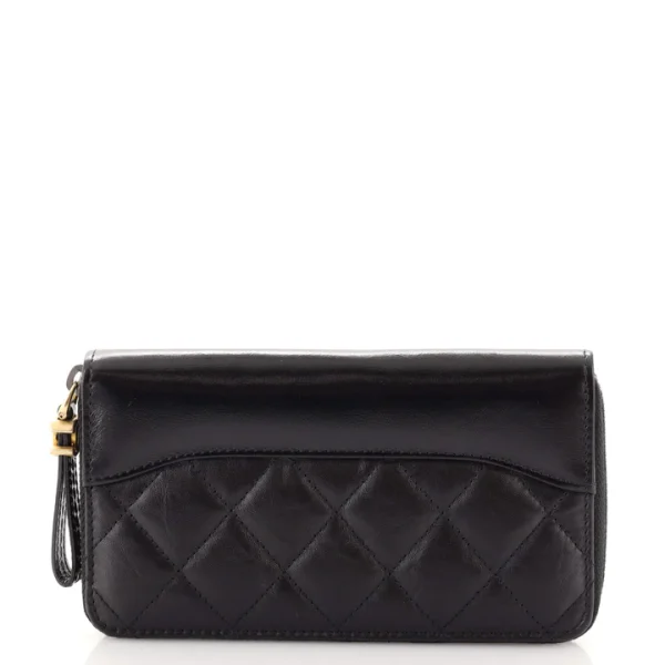 Chanel Gabrielle Zip Around Wallet Quilted Aged Calfskin Small