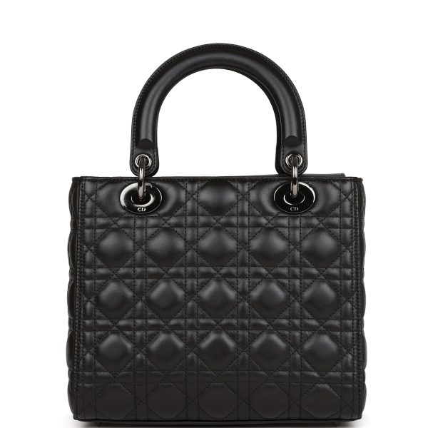 Christian Dior Medium Lady Dior Tote Black Lambskin Ruthenium Hardware - Image 4