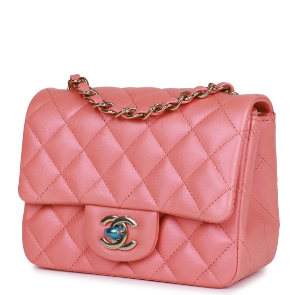 Chanel Mini Square Flap Bag Pink Lambskin Light Gold Hardware - Image 5