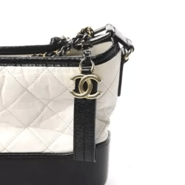 CHANEL Aged Calfskin Quilted Small Gabrielle Hobo Black White - Image 2