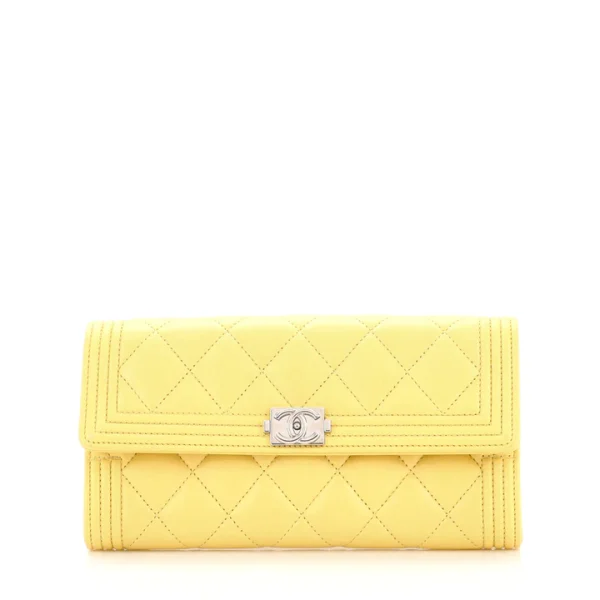 Chanel Boy Flap Wallet Quilted Lambskin Long