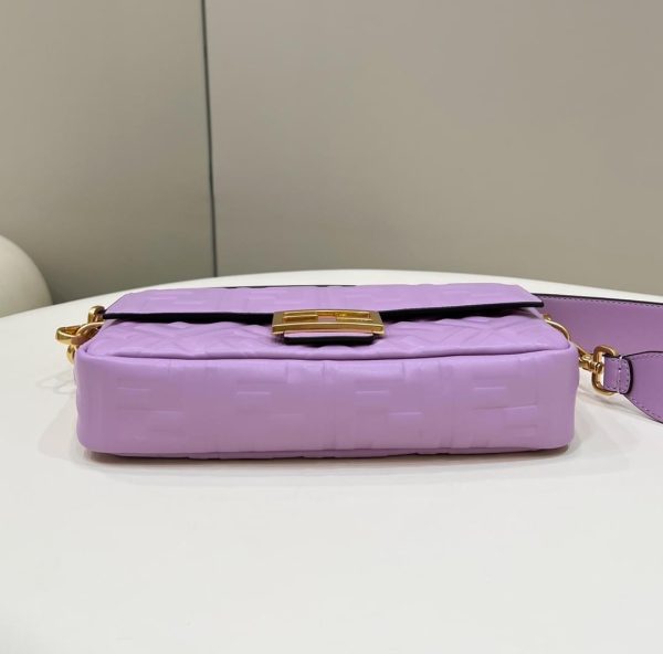 FEND  BAGUETTE Leather shoulder Bags with FF embossed motif Purple - Image 6