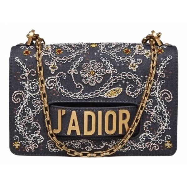 Dior J'Adior Blue Denim Embroidered Crossbody Bag - Image 2