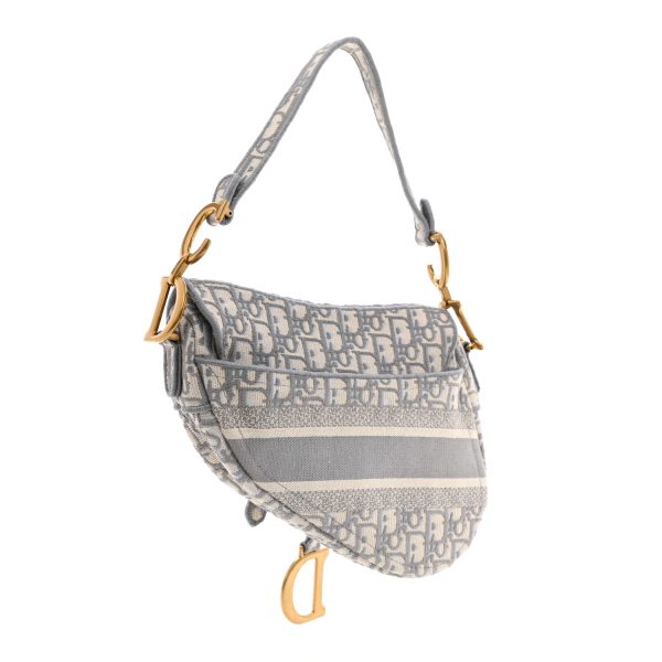 CHRISTIAN DIOR Oblique Embroidered Saddle Bag Gray - Image 2