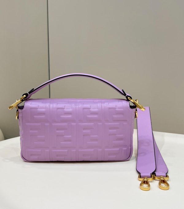 FEND  BAGUETTE Leather shoulder Bags with FF embossed motif Purple