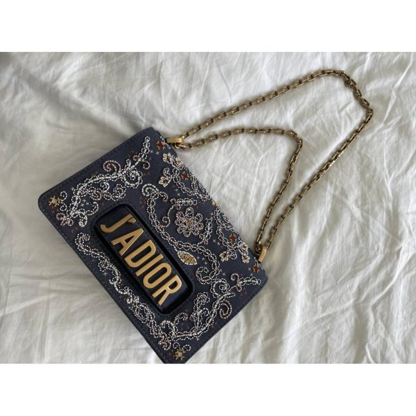 Dior J'Adior Blue Denim Embroidered Crossbody Bag - Image 3