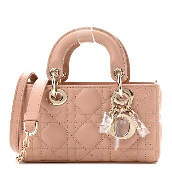 CHRISTIAN DIOR Lambskin Cannage Micro Lady D-Joy Beige