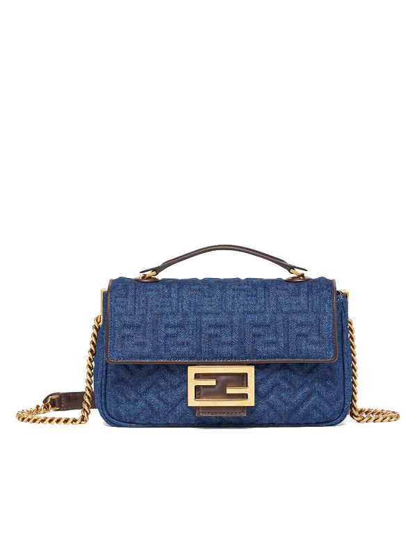 Fendi Baguette Chain Midi in Dark Blue Denim Bag - Image 6