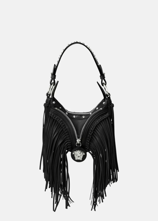 FRINGED REPEAT MINI HOBO BAG