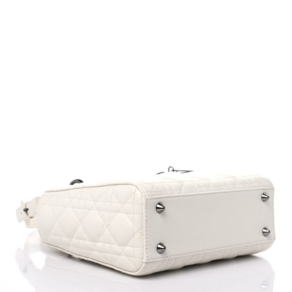 CHRISTIAN DIOR Lambskin Cannage Small My ABCDior Lady Dior White - Image 3