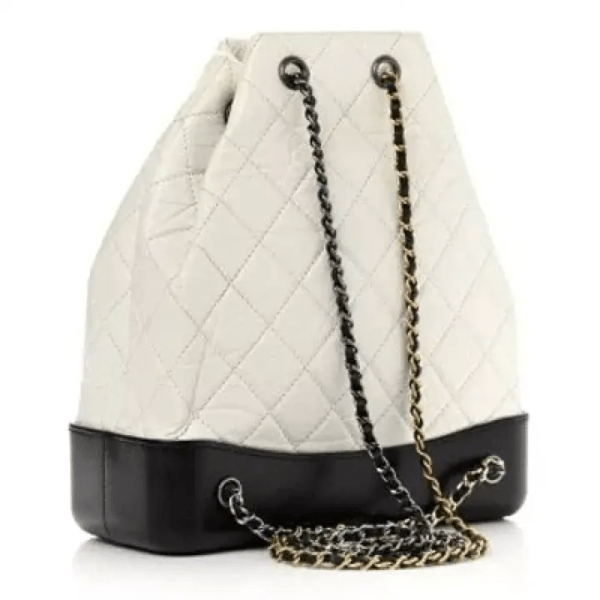 CHANEL Aged Calfskin Quilted Gabrielle Backpack Black White - Image 2