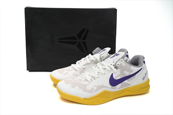 Nike Kobe 8 Low White Purple Yellow 555035-101 - Image 2