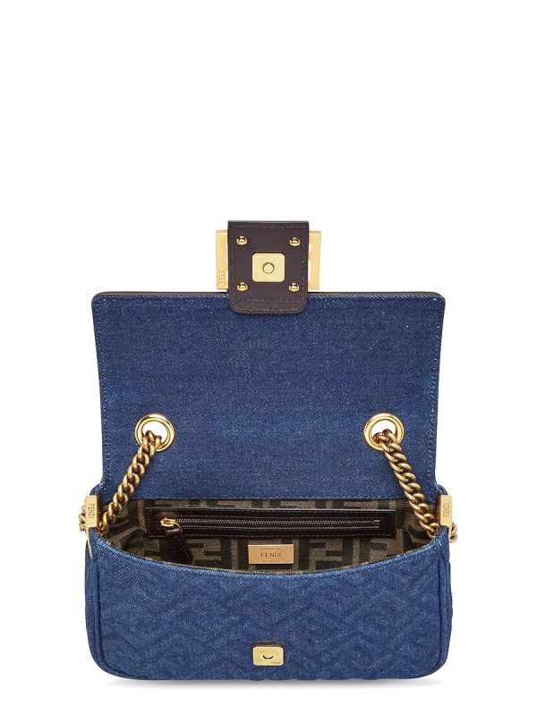 Fendi Baguette Chain Midi in Dark Blue Denim Bag - Image 5