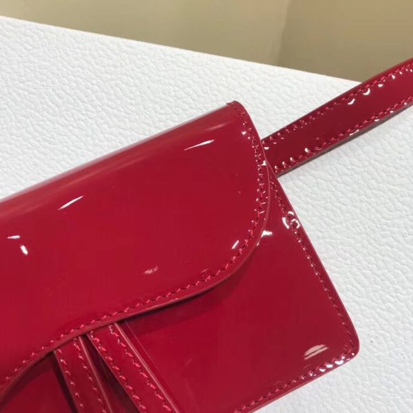 Dior Saddle Belt Bag In Red Patent Leather - Image 4