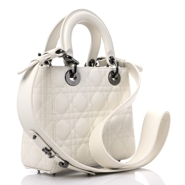 CHRISTIAN DIOR Lambskin Cannage Small My ABCDior Lady Dior White - Image 2