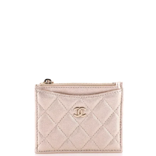 Chanel CC Zip Card Holder Quilted Iridescent Lambskin