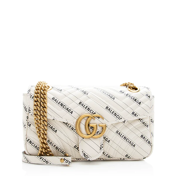 Replica Gucci x Balenciaga The Hacker Project Small GG Marmont Bag - white