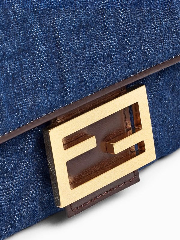 Fendi Baguette Chain Midi in Dark Blue Denim Bag - Image 4