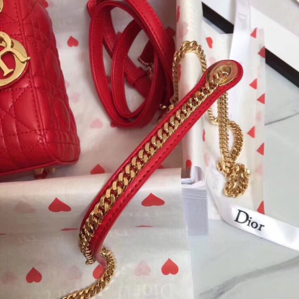 Dior Lady Dior Mini Chain Bag In Red Lambskin - Image 2