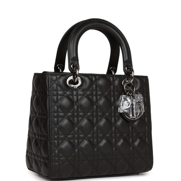 Christian Dior Medium Lady Dior Tote Black Lambskin Ruthenium Hardware - Image 2