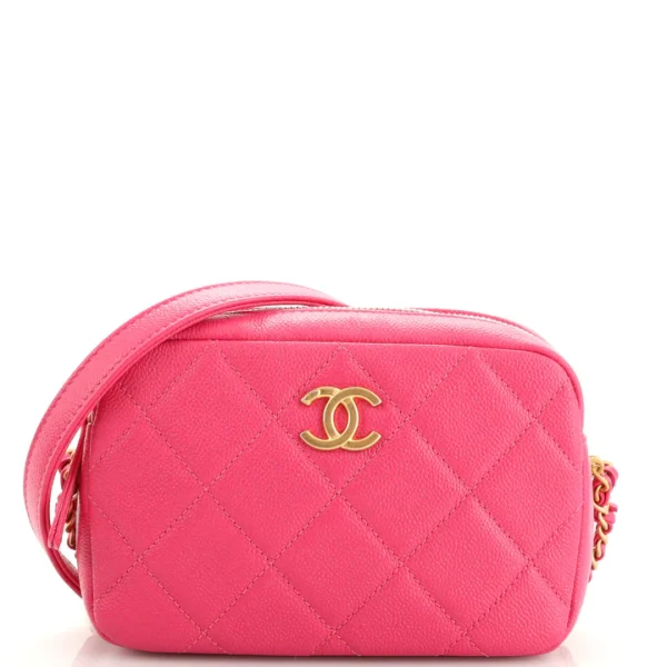 Chanel Chain Melody Camera Bag Quilted Caviar Small