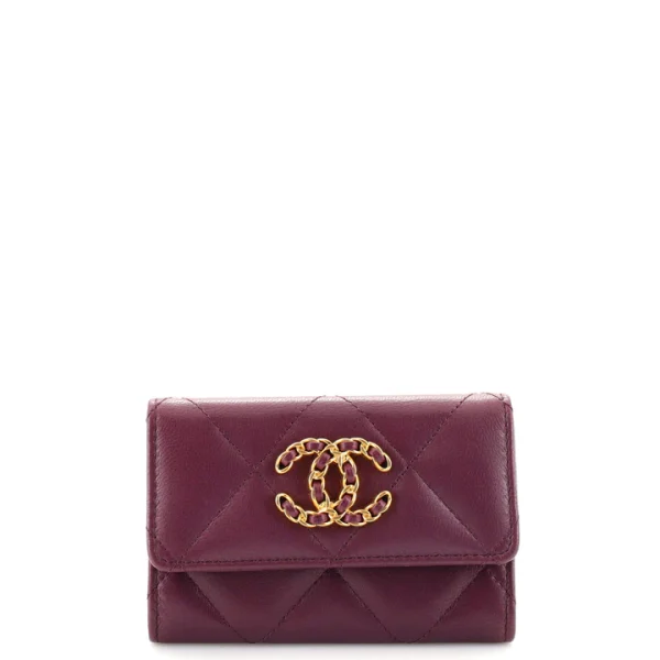 Chanel 19 Flap Card Case Quilted Goatskin