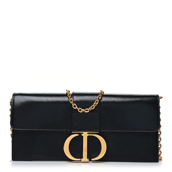 CHRISTIAN DIOR Calfskin 30 Montaigne Chain Pouch Black