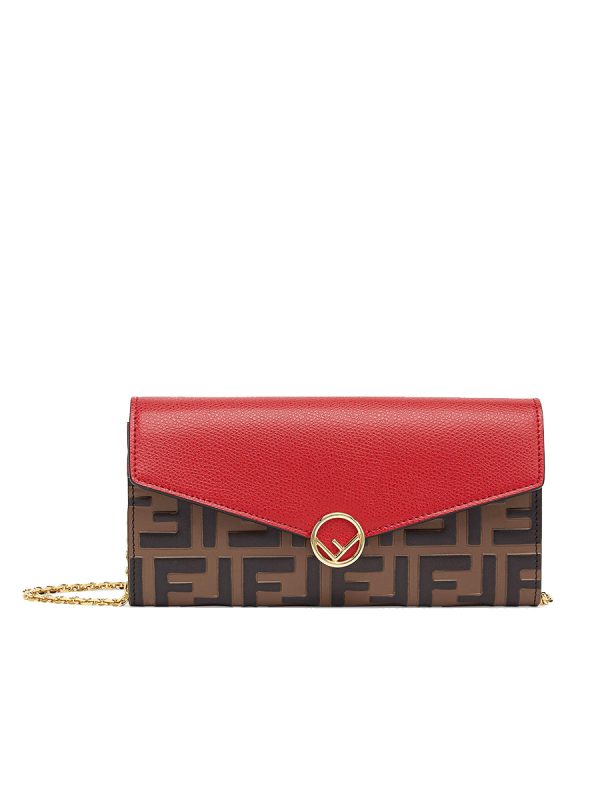 Fendi Continental with Chain in Red Leather - Image 8