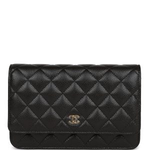 Replica Chanel Wallet on Chain WOC Black Caviar Gold Hardware