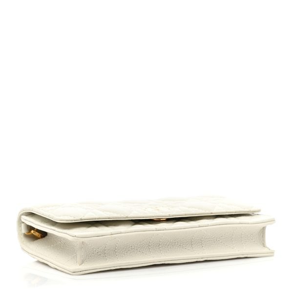 CHRISTIAN DIOR Supple Calfskin Caro Pouch with Chain Latte - Image 3