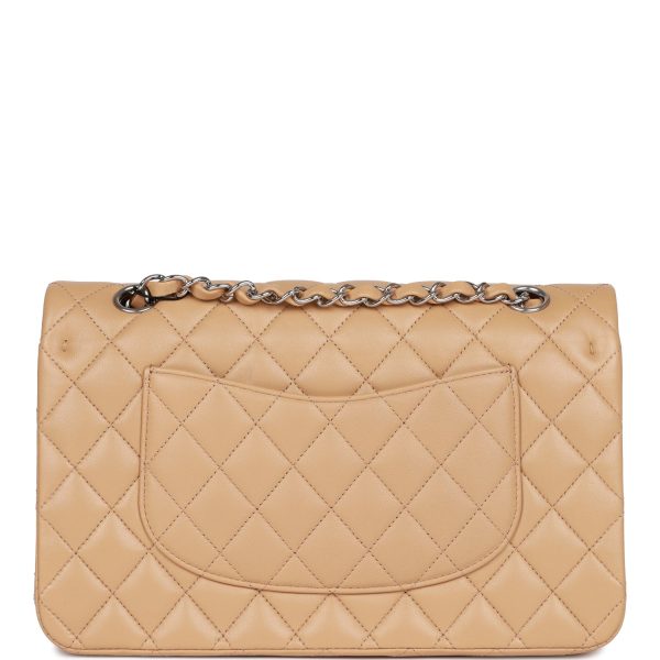 Chanel Medium Classic Double Flap Bag Beige Lambskin Silver Hardware - Image 4