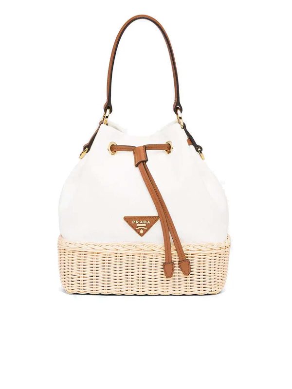 Prada Bucket Bag in Wicker and Canvas