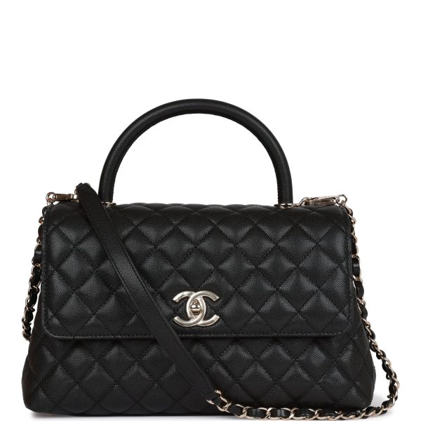 Chanel Small # Handle Flap Bag Black Caviar Light Gold Hardware