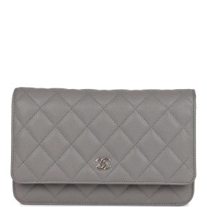 Replica Chanel Wallet on Chain WOC Grey Caviar Light Gold Hardware