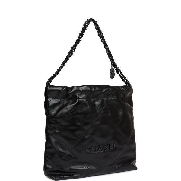 Chanel Small 22 Bag SO Black Calfskin Black Hardware - Image 3