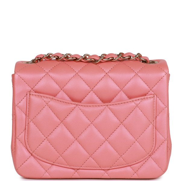 Chanel Mini Square Flap Bag Pink Lambskin Light Gold Hardware - Image 4