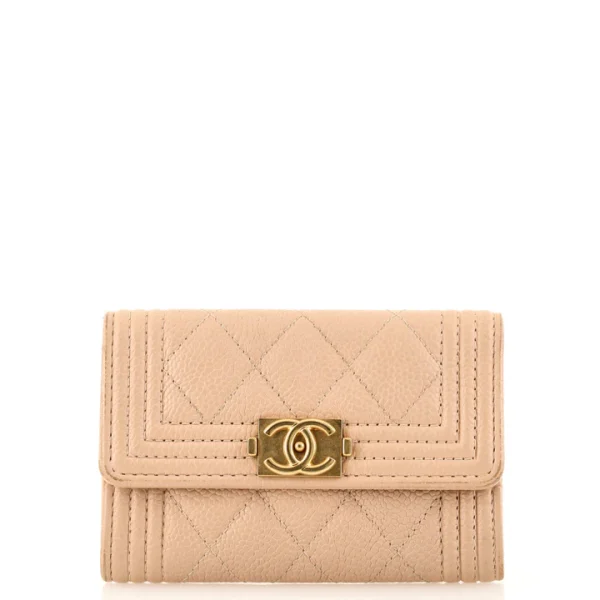 Chanel Boy Flap Card Case Quilted Caviar