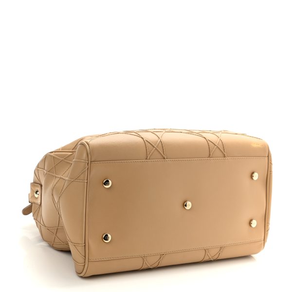 CHRISTIAN DIOR Lambskin Cannage Granville Polochon Beige - Image 3