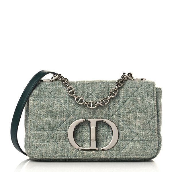 CHRISTIAN DIOR Tweed Macrocannage Small Caro Bag Light Green