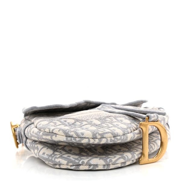 CHRISTIAN DIOR Oblique Embroidered Saddle Bag Gray - Image 3