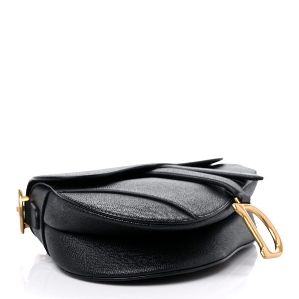 CHRISTIAN DIOR Grained Calfskin Saddle Bag Black - Image 3