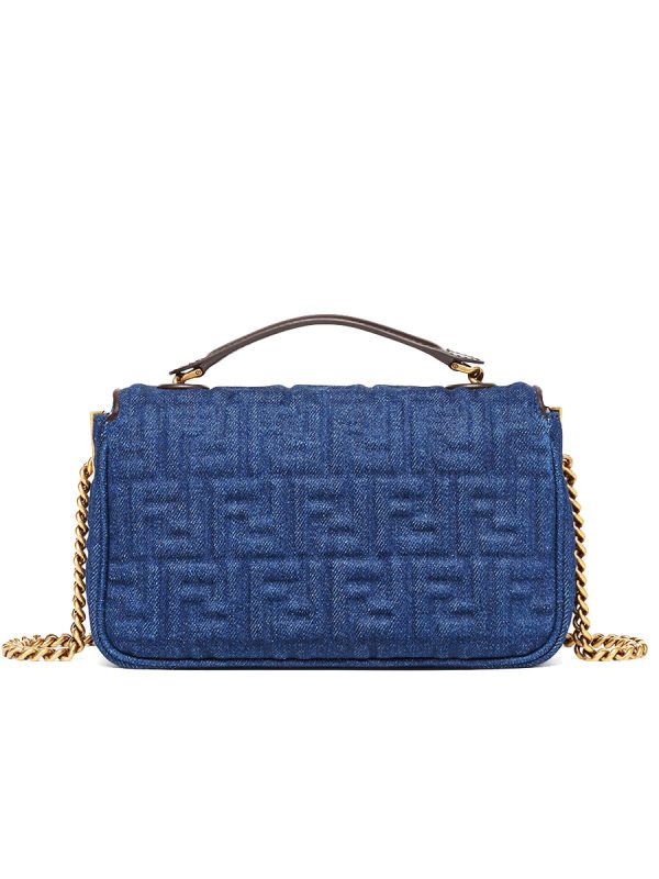 Fendi Baguette Chain Midi in Dark Blue Denim Bag - Image 3