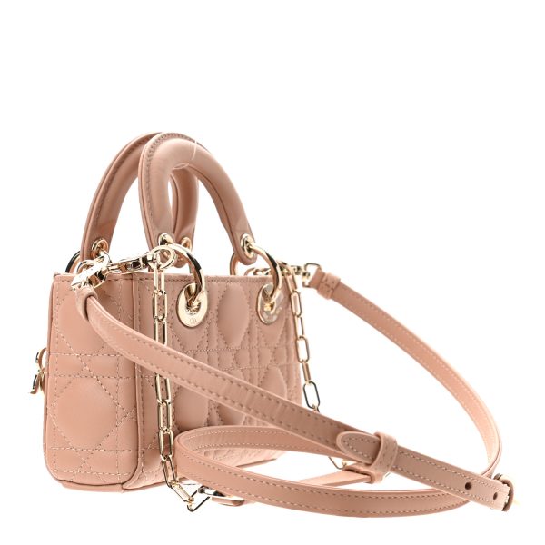 CHRISTIAN DIOR Lambskin Cannage Micro Lady D-Joy Beige - Image 2