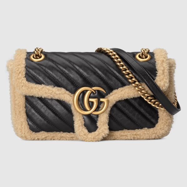 GG Marmont small shoulder bag with wool trim