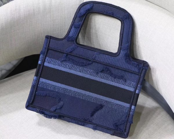 Dior Mini Book Tote Bag In Blue Camouflage Canvas - Image 6