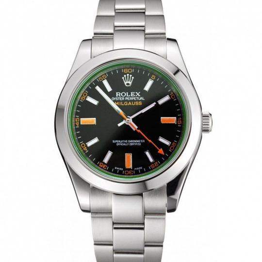 Rolex Replica Milgauss Watch Black Dial Orange Markings