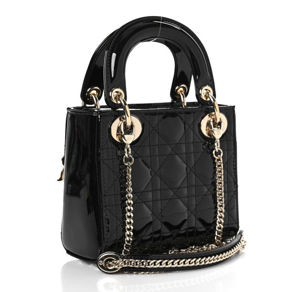 CHRISTIAN DIOR Patent Cannage Mini Lady Dior Black - Image 2