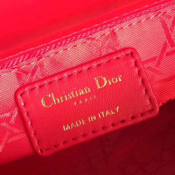 Dior Lady Dior Mini Chain Bag In Red Lambskin - Image 8